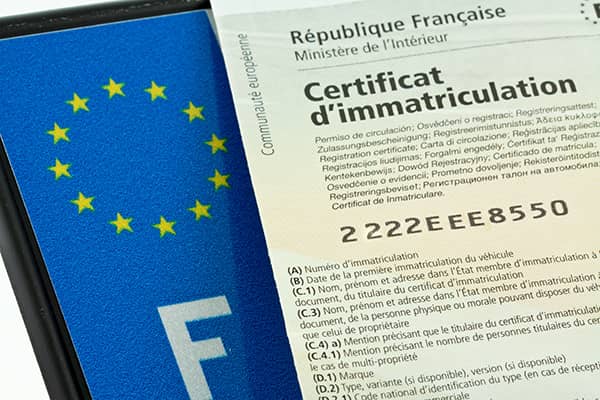 Numéro de formule du certificat d’immatriculation